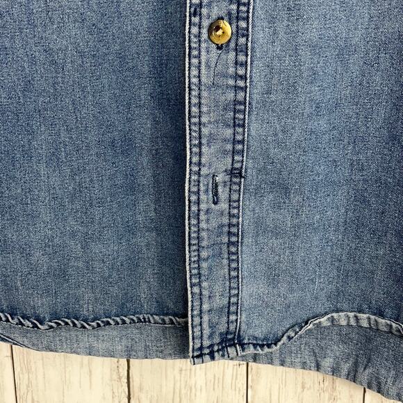 Schmidt Workwear Blue Cotton Blend Long Sleeve Button Down Denim Jean Shirt  LG - Picture 4 of 13